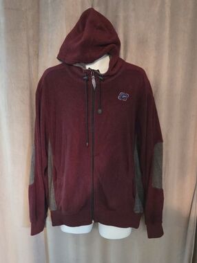 Gotcha Large Men's Zip-Up Hoodie in Burgundy with Gray Panels